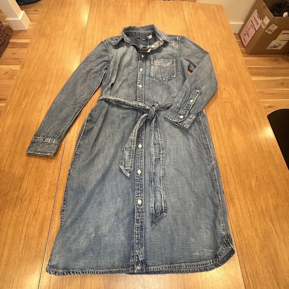 Lauren Ralph Lauren Shirt Dress Womens Small Blue Denim Belted Button Front